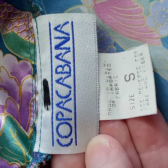 Vintage Copacabana Satin Feel Short Robe Floral Size Medium - Picture 12 of 13